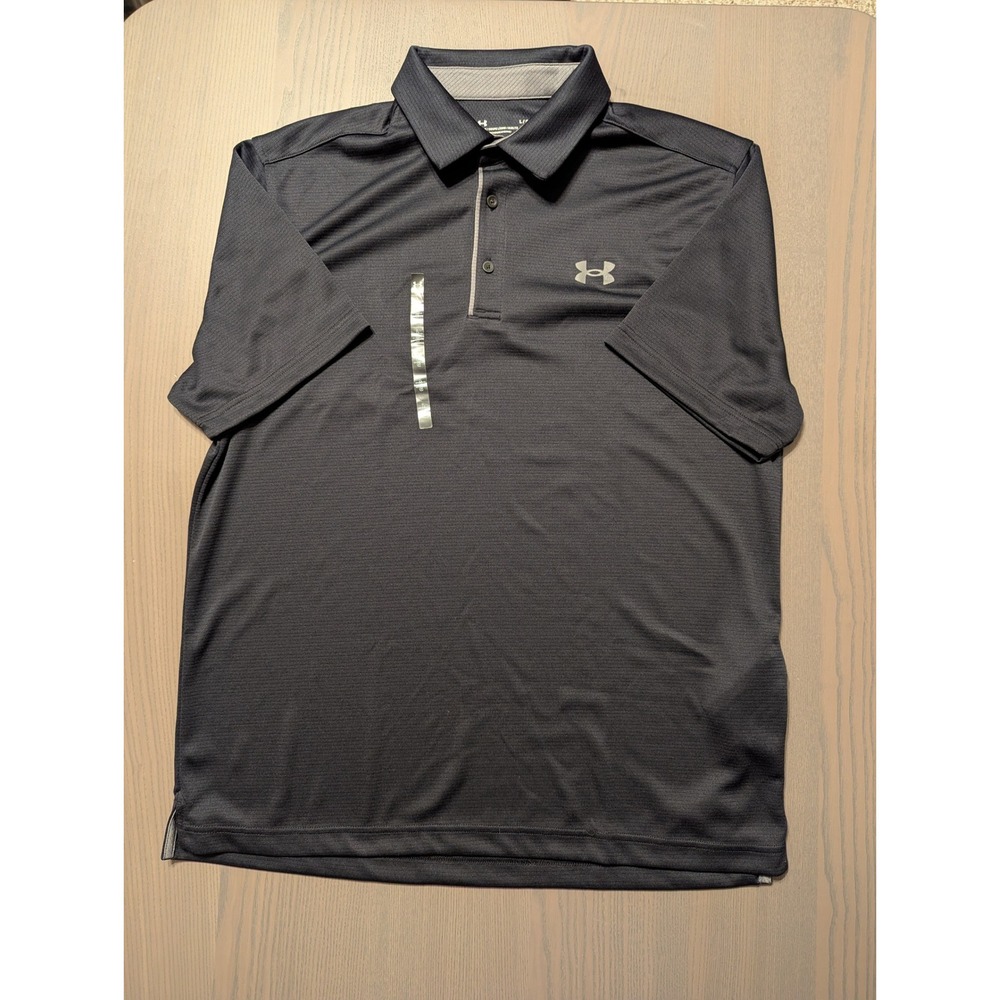 NEW Under Armour Mens Large Loose Fit Performance Polo Shirt Charcoal Grey to